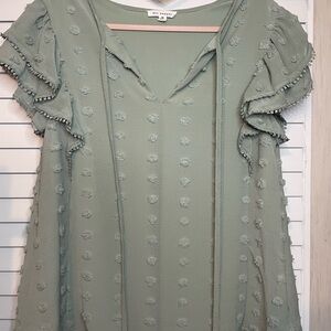 Blu Pepper Textured Sage Blouse